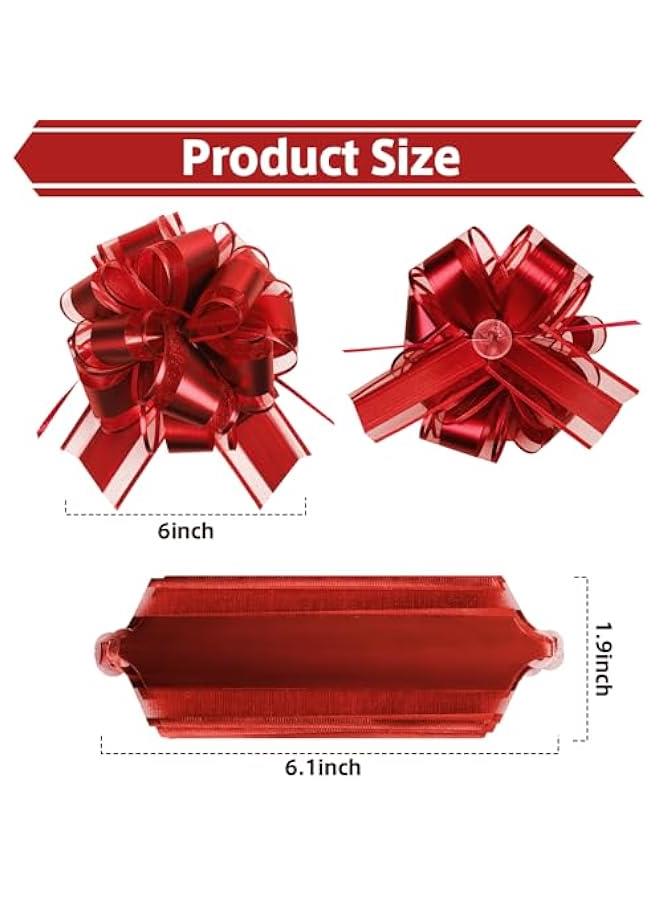 أوشحة حمراء مقاومة للماء لتغليف الهدايا: 8 قطع بقطر 6 بوصات - قابلة لإعادة الاستخدام للديكورات الزخرفية - Image 2