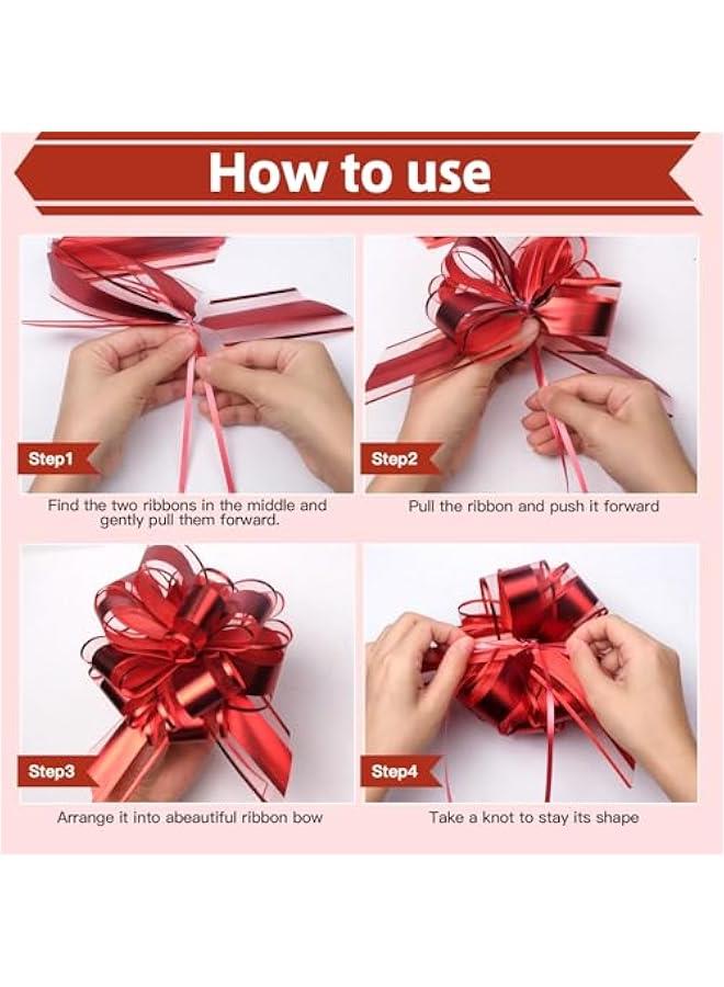 أوشحة حمراء مقاومة للماء لتغليف الهدايا: 8 قطع بقطر 6 بوصات - قابلة لإعادة الاستخدام للديكورات الزخرفية - Image 3