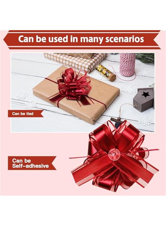 أوشحة حمراء مقاومة للماء لتغليف الهدايا: 8 قطع بقطر 6 بوصات - قابلة لإعادة الاستخدام للديكورات الزخرفية - Image 4