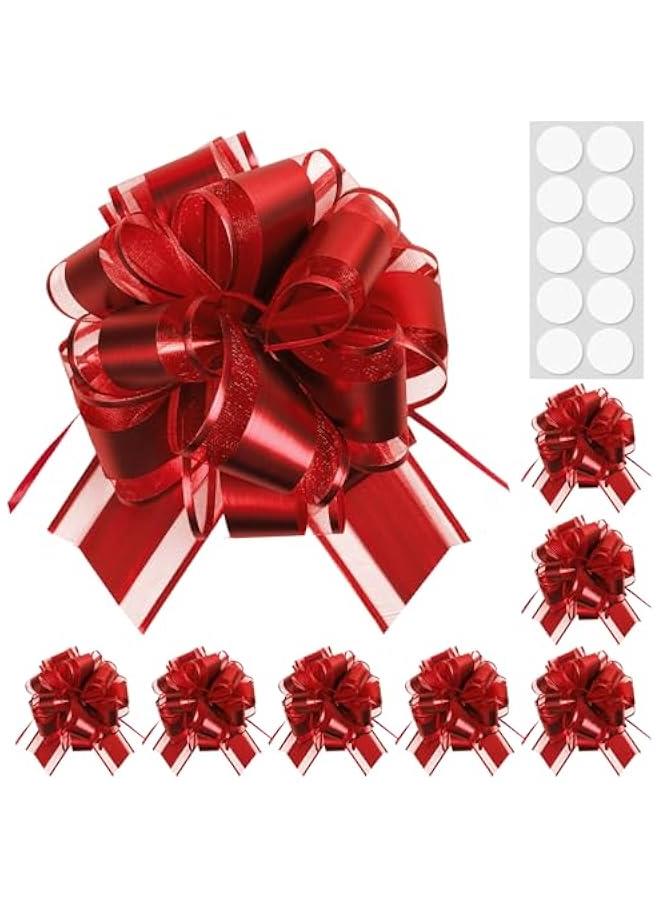 أوشحة حمراء مقاومة للماء لتغليف الهدايا: 8 قطع بقطر 6 بوصات - قابلة لإعادة الاستخدام للديكورات الزخرفية - Image 1