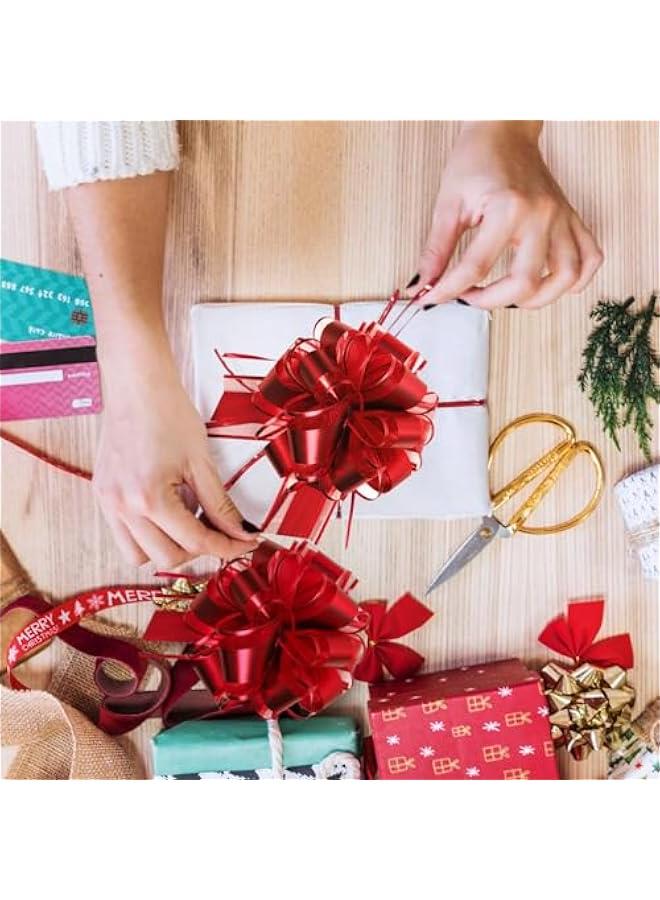 أوشحة حمراء مقاومة للماء لتغليف الهدايا: 8 قطع بقطر 6 بوصات - قابلة لإعادة الاستخدام للديكورات الزخرفية - Image 5