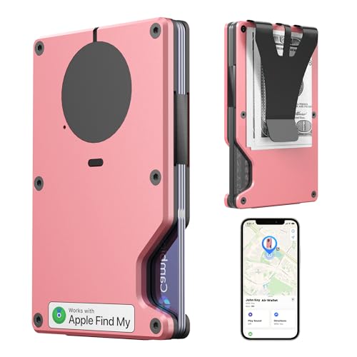 HPSH Air Wallet Builtin Tracker Slim Wallet Smart Wallet with Money Clip Compatible with FindMy NetworkiOS Only AntiTheft Card Holder Gift for Men Tracker Wallet Macaron Powder - Image 1