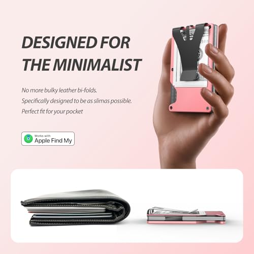 HPSH Air Wallet Builtin Tracker Slim Wallet Smart Wallet with Money Clip Compatible with FindMy NetworkiOS Only AntiTheft Card Holder Gift for Men Tracker Wallet Macaron Powder - Image 3