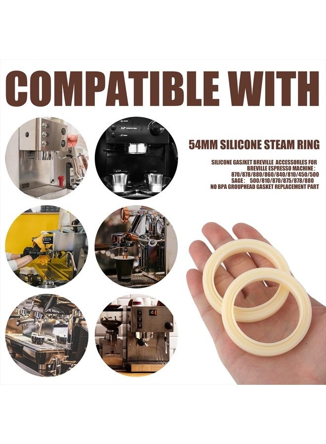 SAVITA 2pcs 54mm Silicone Steam Ring Seal, Silicone Steam Gasket Seal Coffee Machine Ring for Breville Espresso Accessories Replacement Part 870/878/880/860/840/810/450/500 for Sage 500/810/870/875/878/880 - Image 3