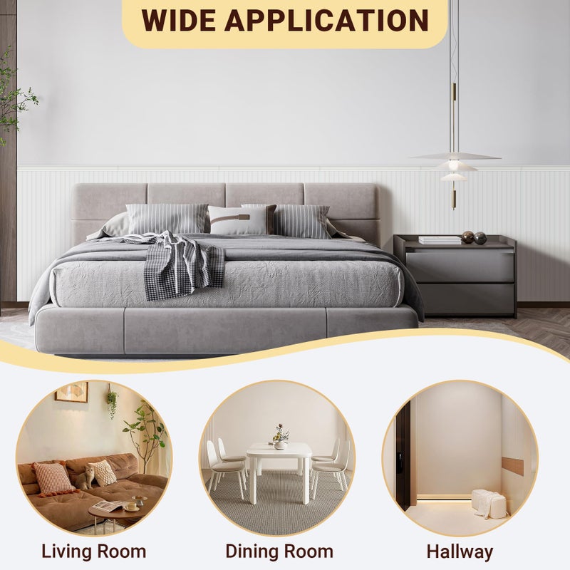 Trimold مجموعة تزيين الجدران الجاهزة من تريمولد - جاهزة للتجميع تغطي 118" x 39.4"، شرائح قوالب قابلة للطلاء لجدار مميز - Image 5