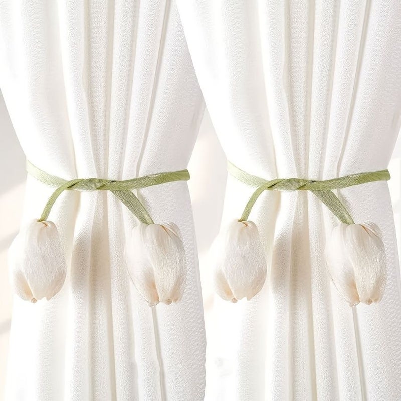 Blue Tulip Curtain Tiebacks 6 Pieces Elegant Floral Holders for Bedroom Living Room - Image 5