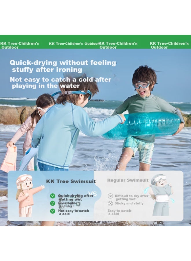 Kocotree Kk Tree Children's Cool Feeling Antibacterial Split Swimsuit Sun Protection Long Sleeve Boys Girls Chlorine Resistant Swimwear - Image 3