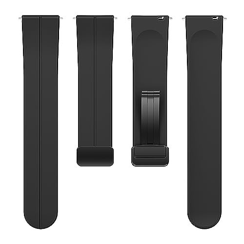 ACM Watch Strap Silicone Belt Magnetic Clasp 22mm compatible with Oneplus Watch 2 Smartwatch Sports Hook Band Black - Image 3
