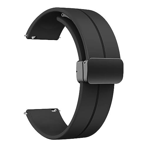 ACM Watch Strap Silicone Belt Magnetic Clasp 22mm compatible with Oneplus Watch 2 Smartwatch Sports Hook Band Black - Image 1