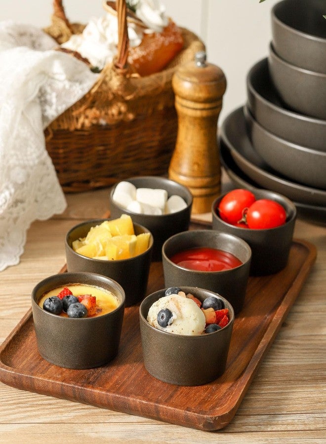 Tikooere Ramekins 4 oz, Oven Safe Soufflé Dishes for Creme Brulee, Souffle, Pudding, Ice Cream, Stoneware Custard Cups for Baking, Small Ceramic Bowls Set of 6, Kitchen Decor Gift, Matte Black - Image 5