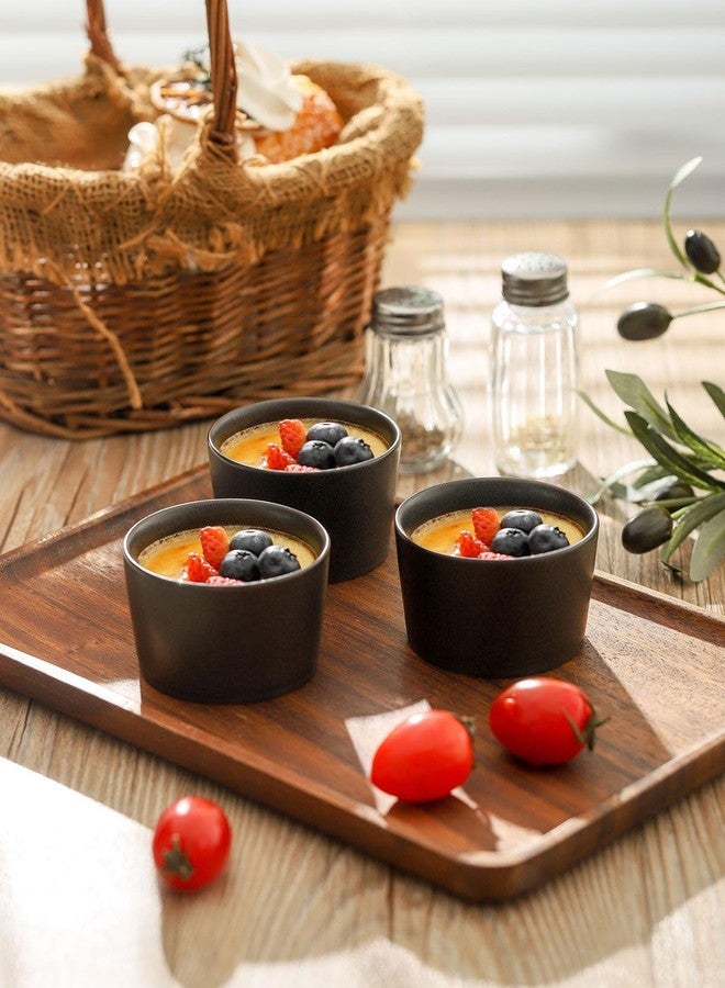 Tikooere Ramekins 4 oz, Oven Safe Soufflé Dishes for Creme Brulee, Souffle, Pudding, Ice Cream, Stoneware Custard Cups for Baking, Small Ceramic Bowls Set of 6, Kitchen Decor Gift, Matte Black - Image 3