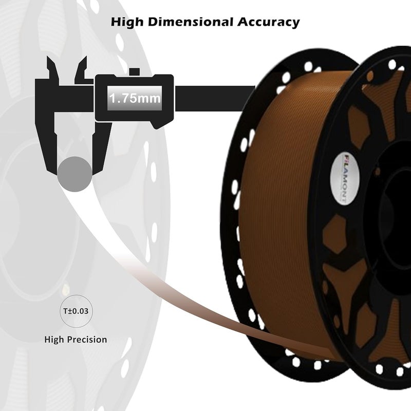Protomont TECHNOLOGIES فيلا مونت 1.75 مم PLA بريميوم بلس خيوط طباعة ثلاثية الأبعاد متوافقة مع معظم طابعات FDM (بني شوكولاتة) - Image 2