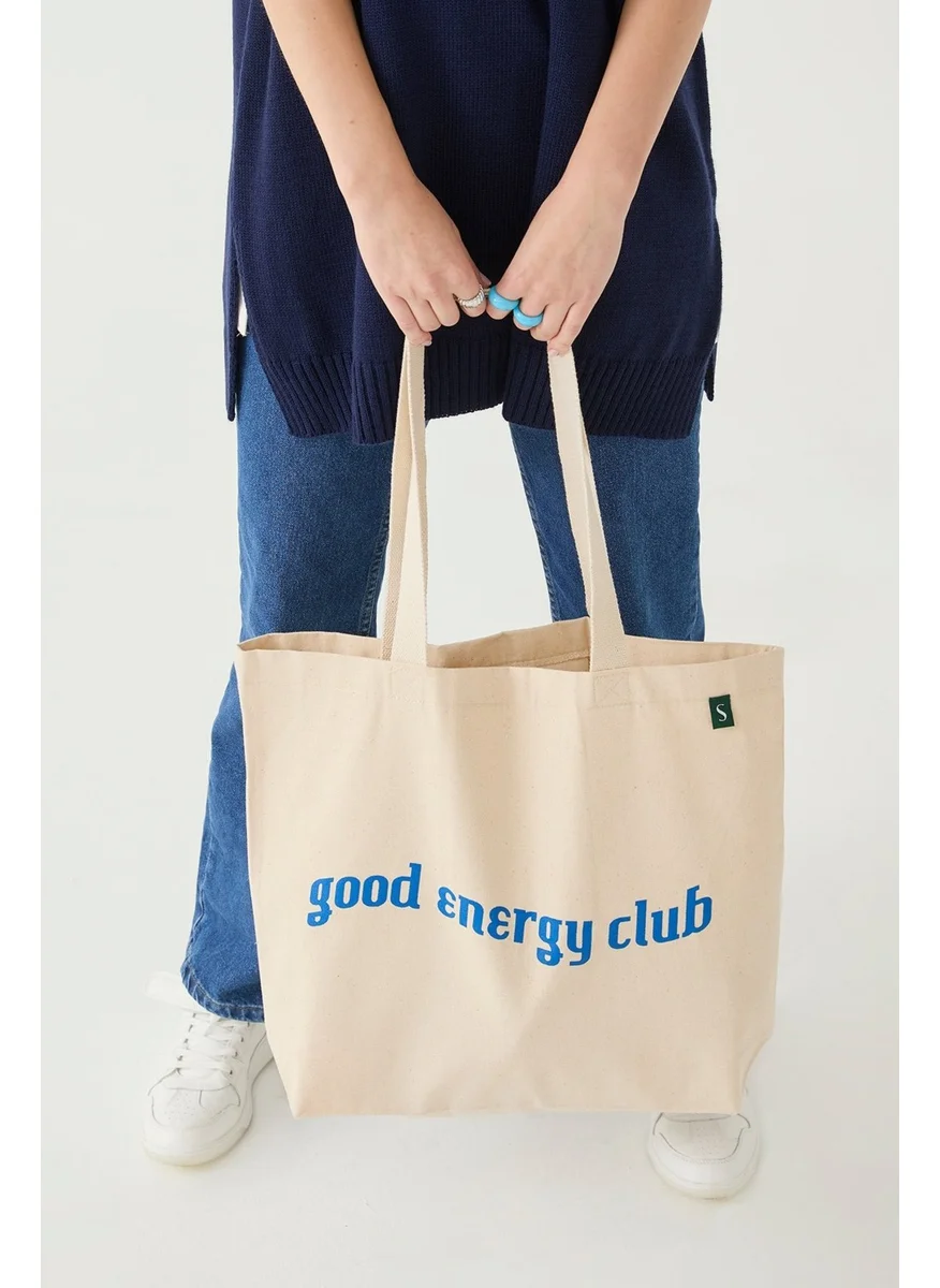 Suud Collection Saud Collection Blue Printed Canvas Bag