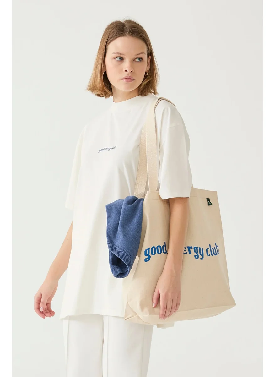 Suud Collection Saud Collection Blue Printed Canvas Bag