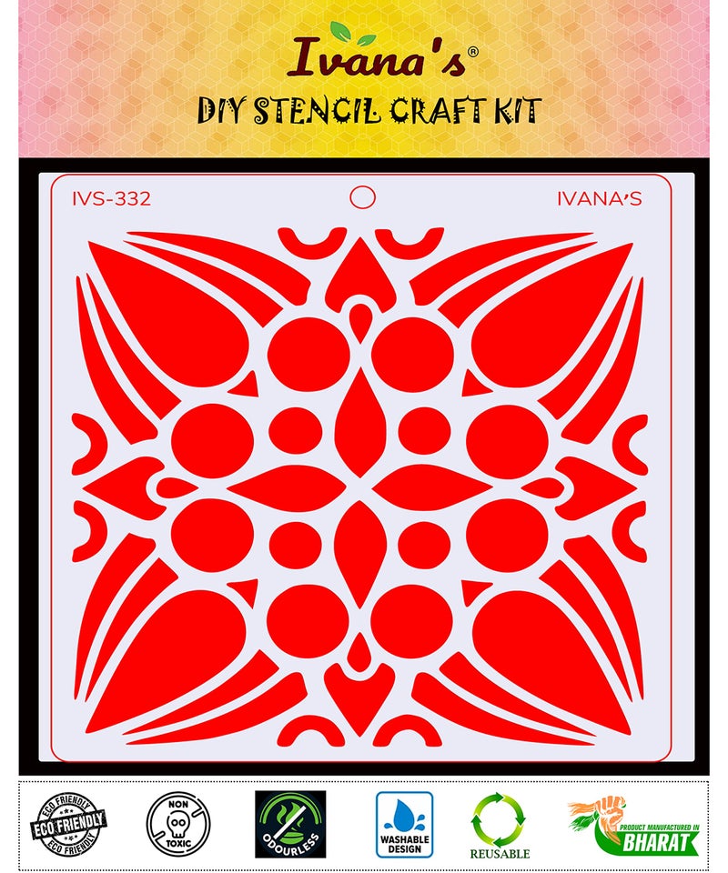 IVANA'S Mandala Art Reusable Stencil for Art & Craft, DIY Decorative Stencil for Painting on Canvas, Fabric, Cloth, Paper, Glass, Furniture and Wall, Size - 6 x 6 inch, Pack of 1, IVS-332, Off White - Image 2