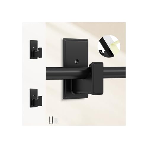 TKZTKZ No Drill Curtain Rod BracketsSelf Adhesive Curtain Rod Holders for Rod 58 No ScrewHeavy Duty Easy Curtain Rod Bracket No DrillingNo Damage Wall Renter Friendly Curtain Rod Hooks Black2PCS