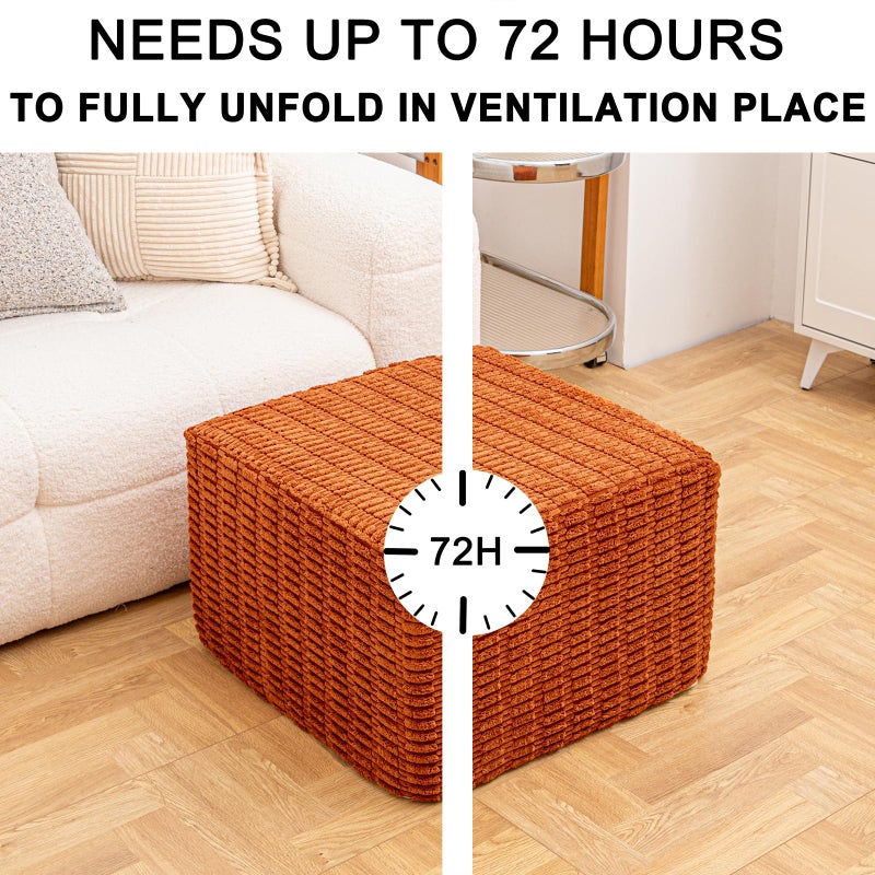 Asuprui Round Square Pouf Ottoman Foot Rest â€“ Lightweight Modern Footstool with Plush Foam Filling, Perfect for Living Room Decor & Cozy Comfort â€“ 20x20x14 Inch Chic Accent Piece (Burnt Orange) - Image 3