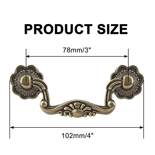 Uenhoy 6 Pcs 3 Inch Bail Handle Drop Pulls Vintage Drop Bail Drawer Pulls Antique Bronze Cabinet Pull Handles (3" Hole Spacing, 4" Total Length) - Image 4