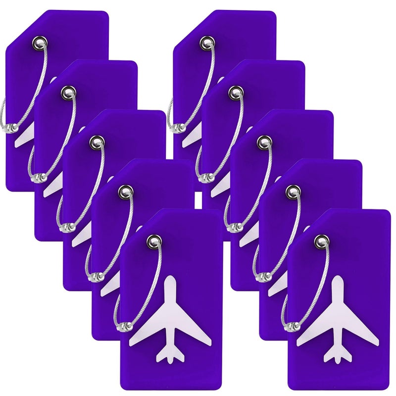 Gostwo 10 Pack Silicone Luggage Tag for Suitcases with Stainless Loop TSA Approved Privacy Protection Travel Essentials Bag Tags by Gostwo Purple - Image 3