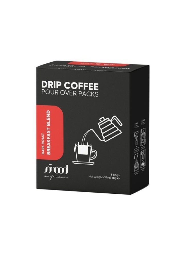 Medium Roast Drip Coffee, Breakfast Blend (8 x 11g Sachets) - Made in UAE