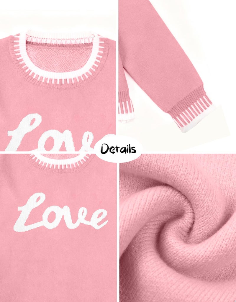 LUKYCILD Valentines Sweater Women Love Heart Sweatshirt Valentine Day Love Sweaters Cute Knitted Long Sleeve Pullover Tops Pink - Image 4