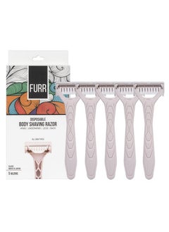 Furr FURR Disposable Body Hair Removal Shaving Razor - 5 Razor | Painless Body Hair Removal With Aloe Vera and Vitamin E Padding | Precision Of Japanese Blades…  - Image 1