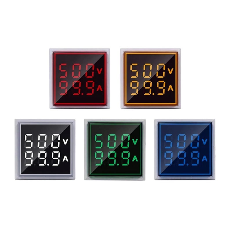 Round LED Dual Display Digital AC Amp Volt Ammeter Voltage Current Meter 100A 500V White - Image 4