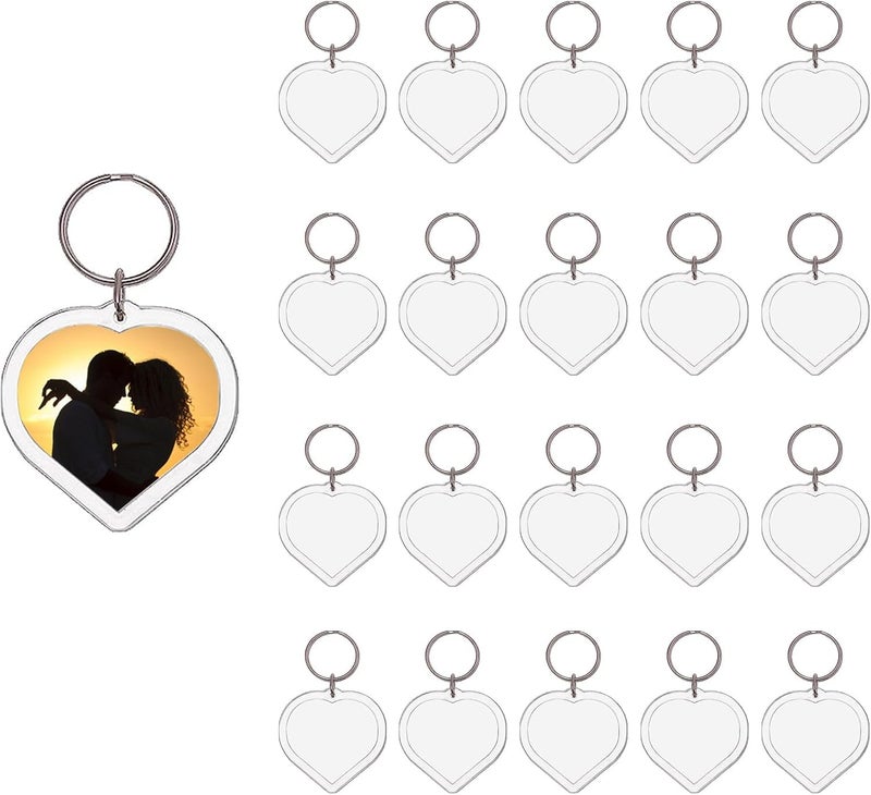 BetterJonny 20Pcs Acrylic picture Keychain Blanks Photo Keychain Clear in Photo Keychain Acrylic Picture Frame Keyrings - Image 1