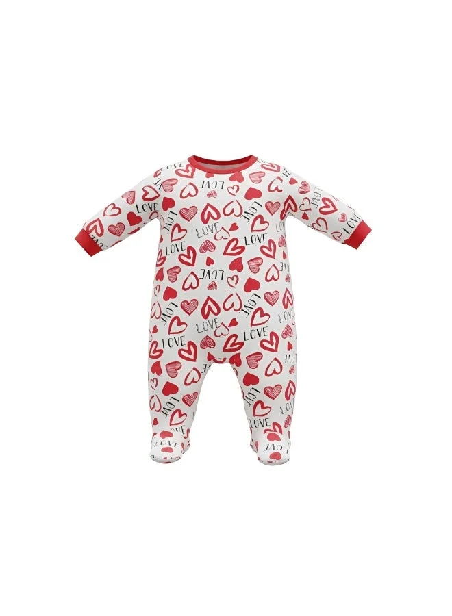 Bambimici Bambimici Mama's Little Love Print Long Sleeve Bodysuit- Red