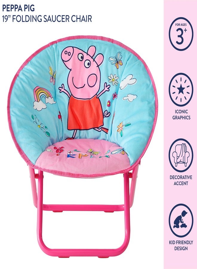 Idea Nuova 19” Folding Saucer Chair for Bedroom, Playroom, or TV Room, Toddler Chair with Foldable Metal Frame, Portable & Comfortable,Ages 3+,Peppa Pig - Image 2