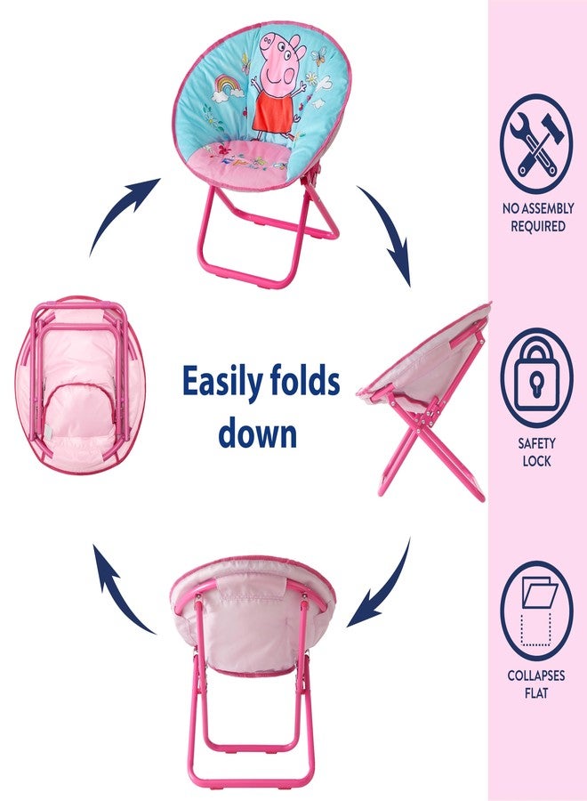 Idea Nuova 19” Folding Saucer Chair for Bedroom, Playroom, or TV Room, Toddler Chair with Foldable Metal Frame, Portable & Comfortable,Ages 3+,Peppa Pig - Image 4