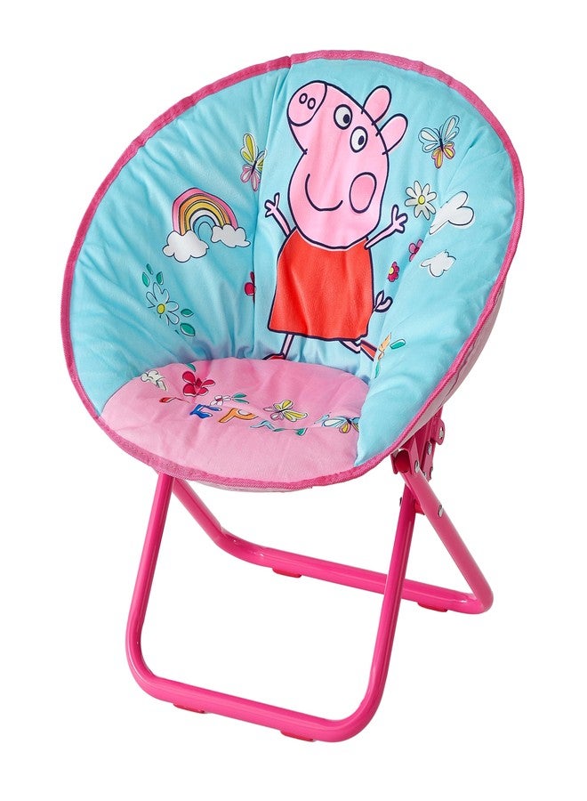 Idea Nuova 19” Folding Saucer Chair for Bedroom, Playroom, or TV Room, Toddler Chair with Foldable Metal Frame, Portable & Comfortable,Ages 3+,Peppa Pig - Image 1