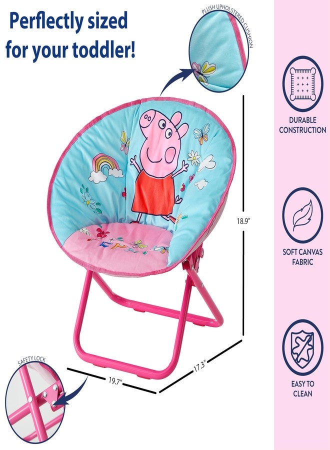 Idea Nuova 19” Folding Saucer Chair for Bedroom, Playroom, or TV Room, Toddler Chair with Foldable Metal Frame, Portable & Comfortable,Ages 3+,Peppa Pig - Image 3