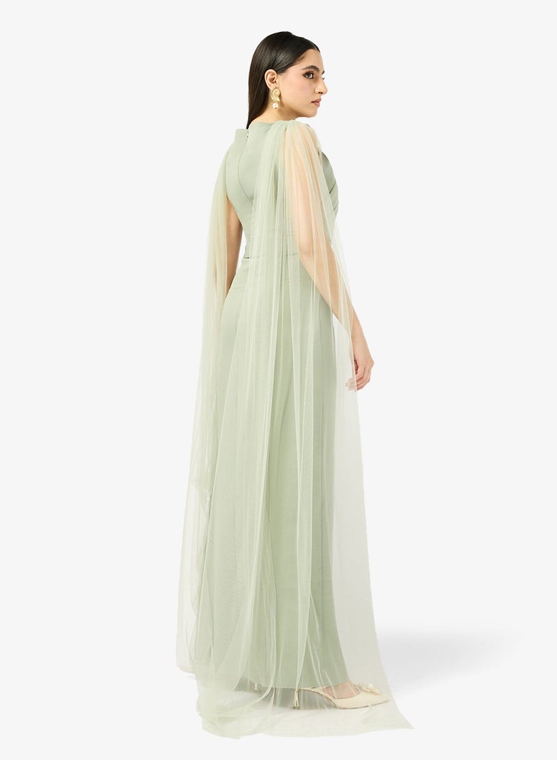 Iyra Mesh Detail Draped Dress - Image 3