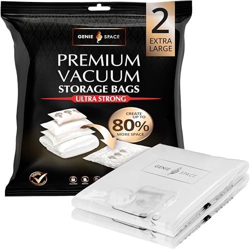 GENIE SPACE Premium Extra Large XL Vacuum Storage Bags 40x30 in Airtight Reusable and OdorProof Space Saver Bags for Clothes Bedding and Wardrobes 2Pack