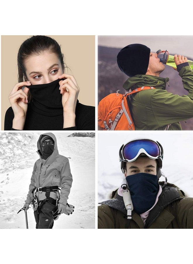 3E 3 Pack Neck Gaiter Warmer Windproof Winter Mask Polar Cold Weather Fleece Scarf for Men Women Running Skiing Snowboarding Motorcycle Riding (Black, Dark Gray, Navy Blue) - Image 2