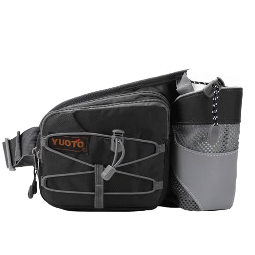 YUOTO Outdoor Fanny Pack with Water Bottle Holder for Walking Hiking Hydration belt Waist Bag - Water Bottle is Not Included - Image 1