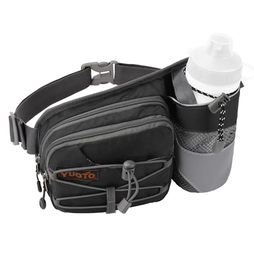 YUOTO Outdoor Fanny Pack with Water Bottle Holder for Walking Hiking Hydration belt Waist Bag - Water Bottle is Not Included - Image 2