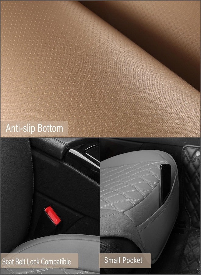 Sanwom Front Car Seat Protector Covers - Leather Seat Covers with Storage Pocket and Two Belt Pads, Anti-Slip Waterproof Universal Seat Covers for Cars Fit Cars Trucks SUV(Grey,2 Pack) - Image 5