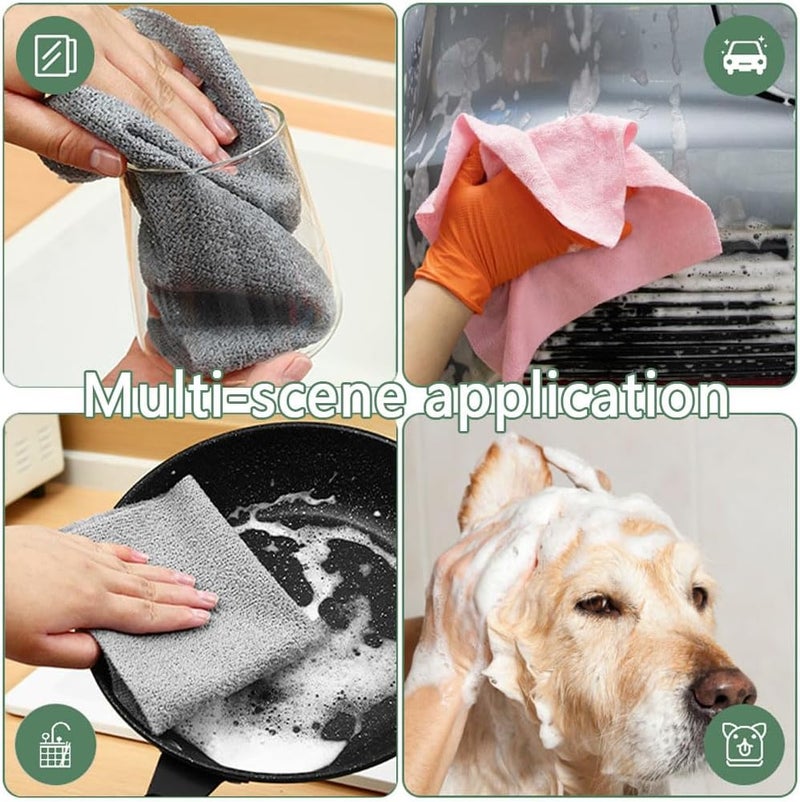 Goodern Microfiber Cleaning Cloth Roll,20 Sheets Reusable Tear-Away Towels Dry Wet Cleaning Rags Lazy Absorbent Lint Free Dish Towels Multi-Purpose Microfiber Cloths for Kitchen,Car & Daily Use-Pink - Image 2