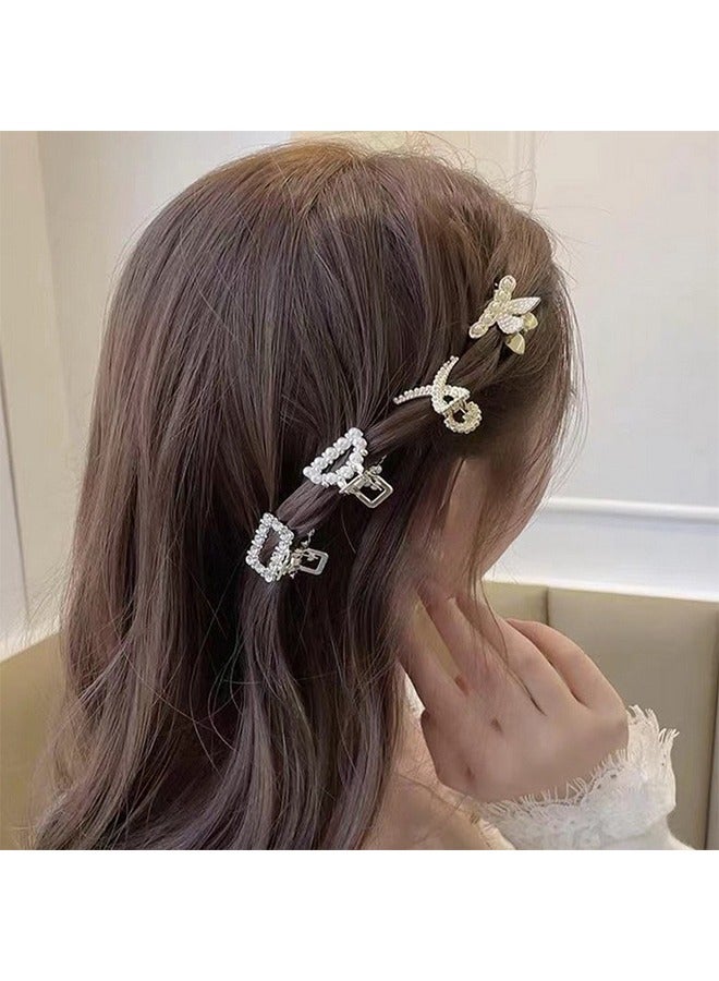 7-Piece Women's Hair Clips Pearl, Hair Accessories Headband Decorations Rhinestone Half Height, Gold - Image 3