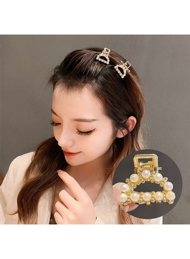 7-Piece Women's Hair Clips Pearl, Hair Accessories Headband Decorations Rhinestone Half Height, Gold - Image 4