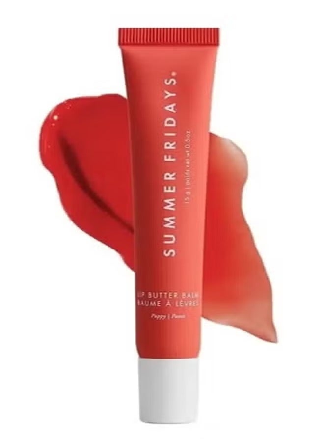 SUMMER FRIDAYS Lip Butter Balm - Hydrating & Shiny Lip Treatment, Poppy 15g - Image 1