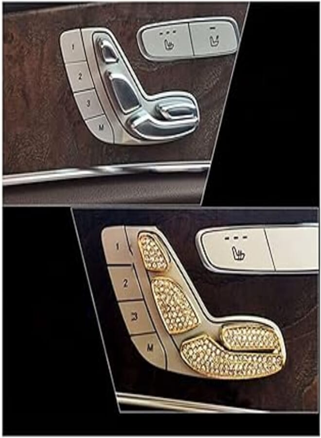 Mercedes C-Class 2016 to 2019 Car Seat Control Button Cover - Gold, 7 Piece