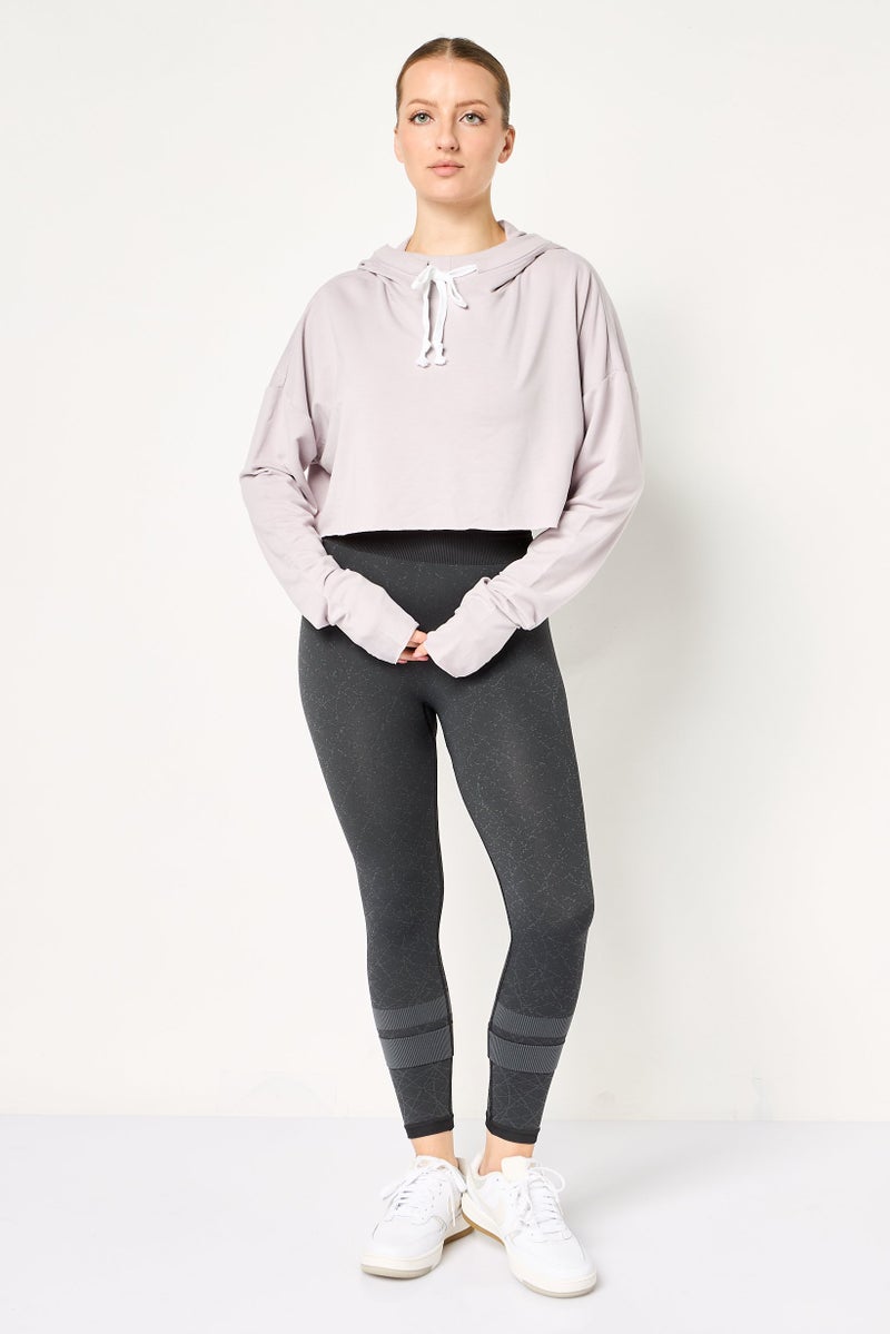 Reebok Women Sportswear Fit Long Sleeve Training Cropped Hoodie, Lavender - Image 4