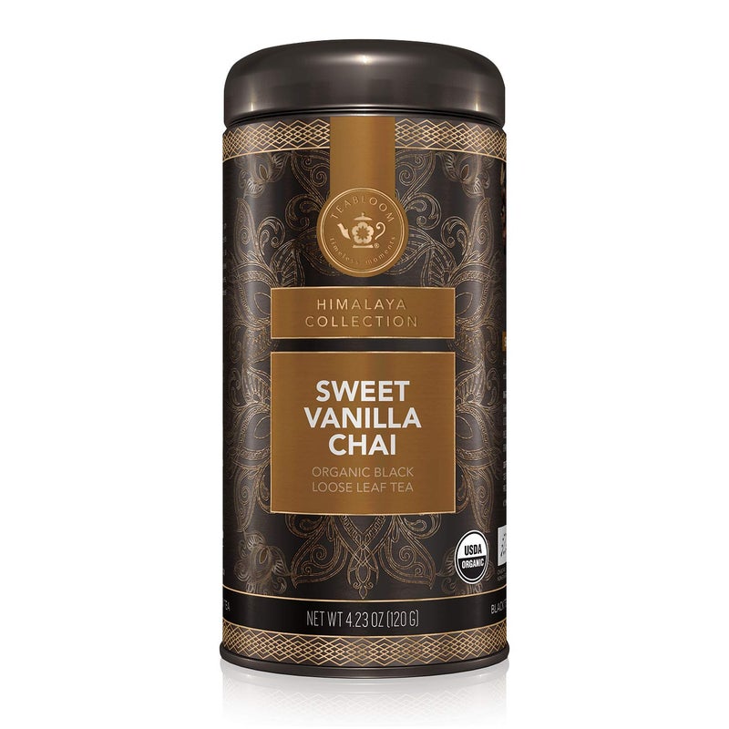 Teabloom Organic Black Tea, Sweet Vanilla Chai Loose Leaf Tea, Rich and Spicy Vanilla-Scented Blend, Exceptional USDA Organic Whole Leaf Blend, 3.53 Ounce Loose Leaf Tea Canister Makes 35-50 Cups - Image 4