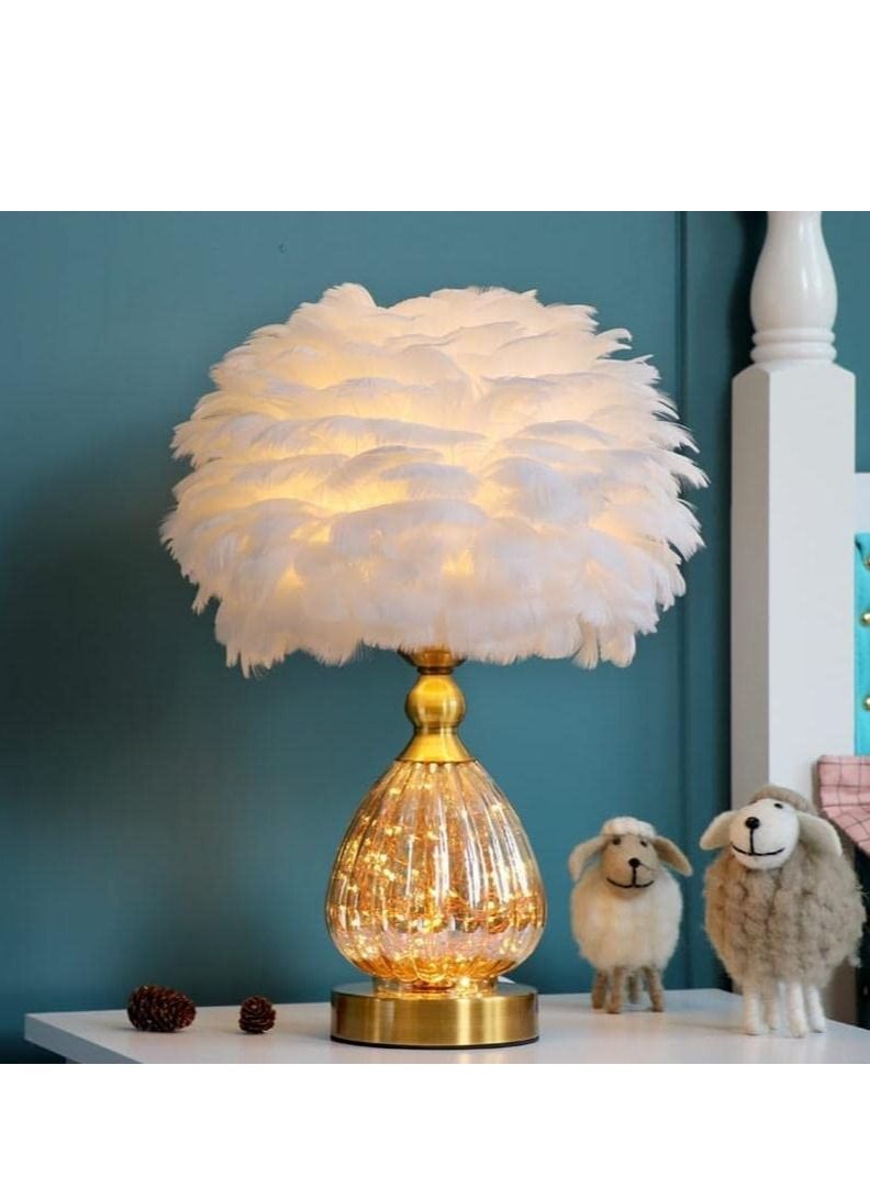 LINGWEI Table Lamp with Faither White 35x35x45cm - Image 1