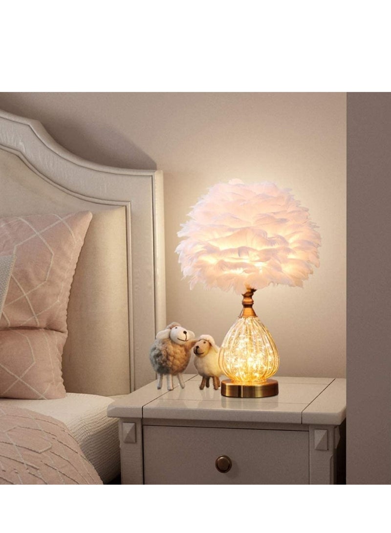 LINGWEI Table Lamp with Faither White 35x35x45cm - Image 3