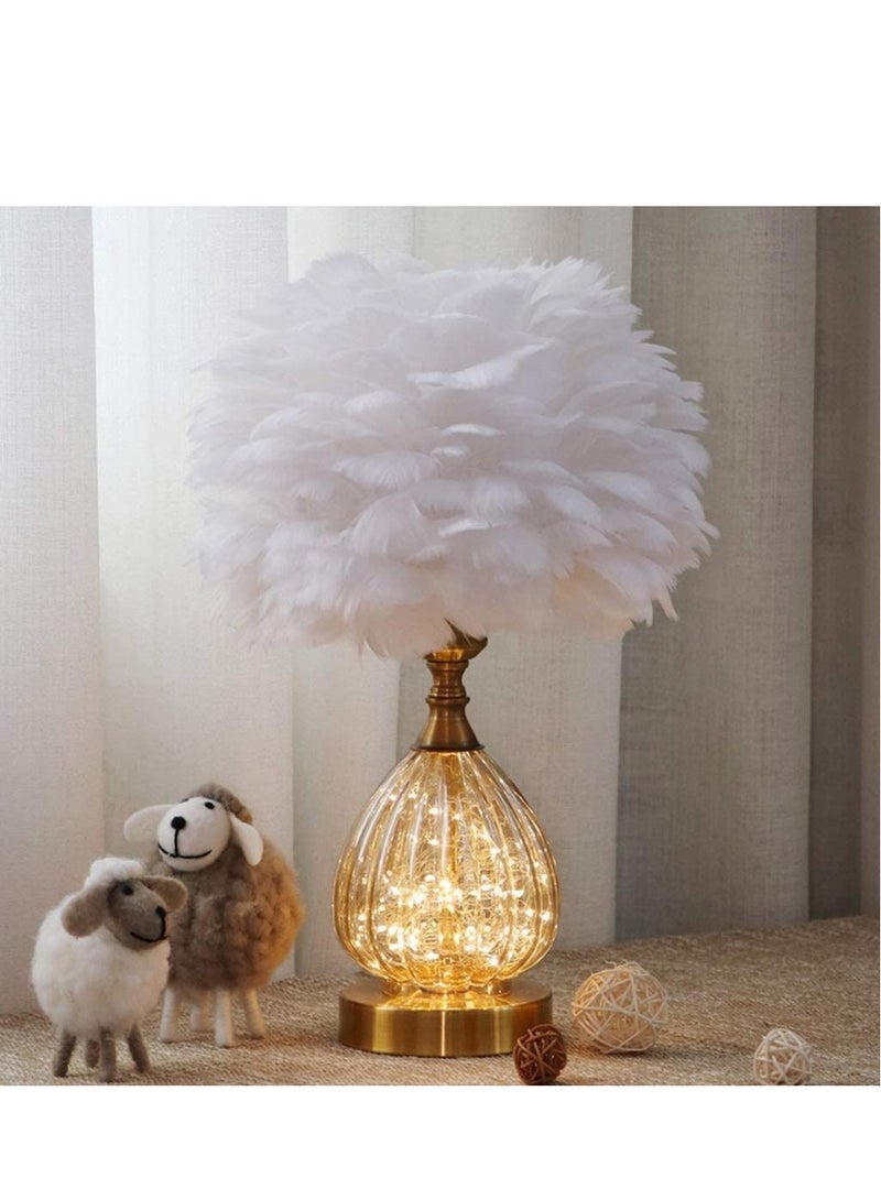 LINGWEI Table Lamp with Faither White 35x35x45cm - Image 5