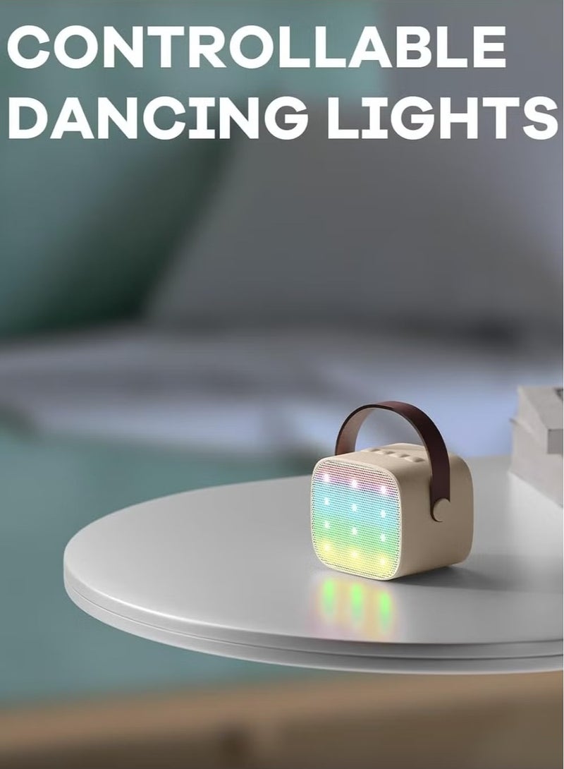 Colorful karaoke sound system, Karaoke Machine for Kids and Adults, Portable Mini Bluetooth Speaker with Wireless Microphone, Christmas Gift Toys with Colorful Lights (Beige 1 Microphone)  - Image 2